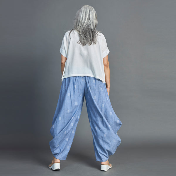 GORO Pants - Blue Ivory cotton weave