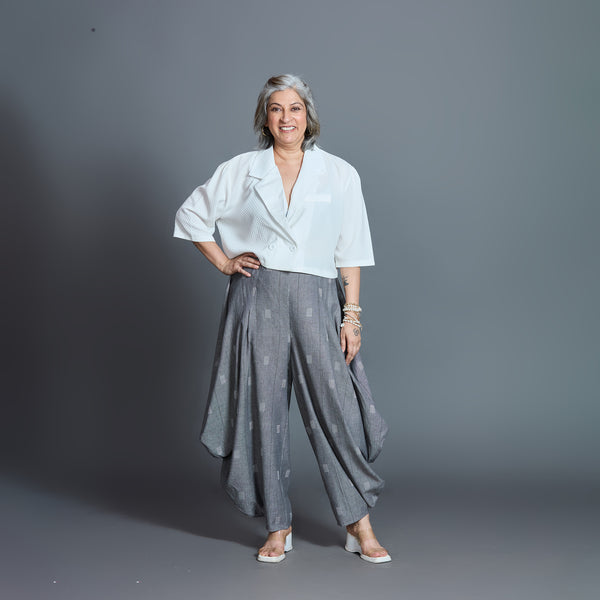 GORO Pants - Grey Ivory Cotton Weave 2