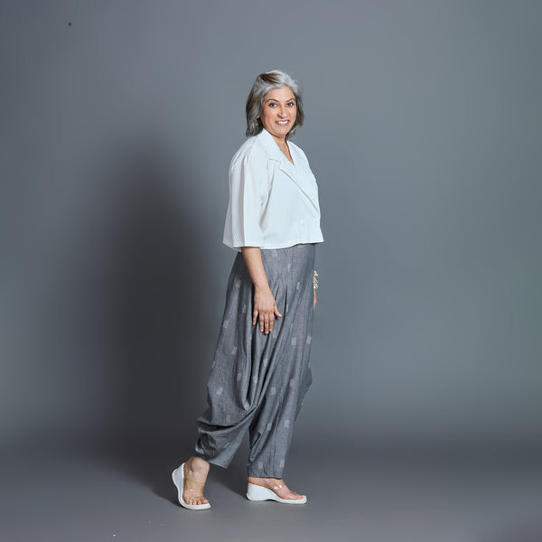 GORO Pants - Grey Ivory Cotton Weave 2