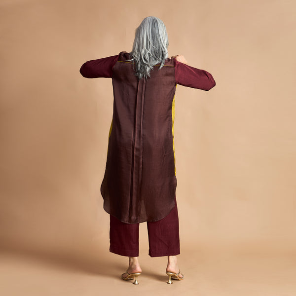 INAAYA Tunic Set - Burgundy and Brown