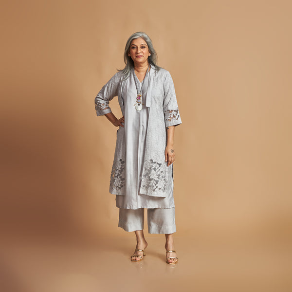 INDU Cutwork jacket Set- Grey (LAST PIECE)