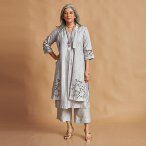 INDU Cutwork jacket Set- Grey