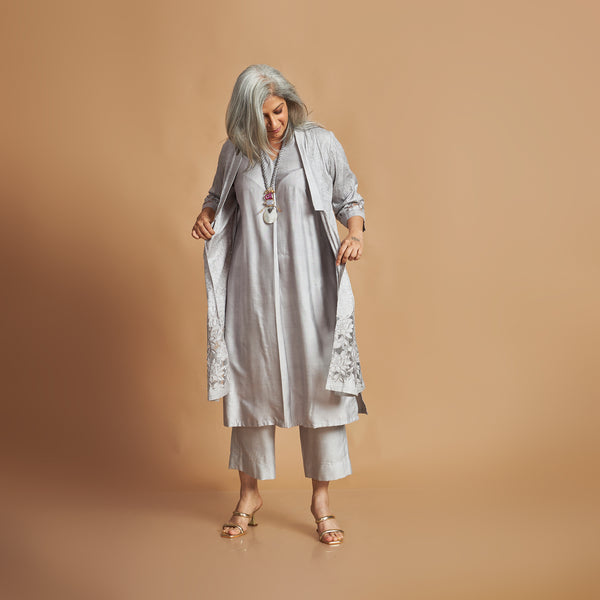 INDU Cutwork jacket Set- Grey (LAST PIECE)