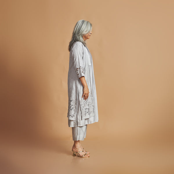 INDU Cutwork jacket Set- Grey (LAST PIECE)