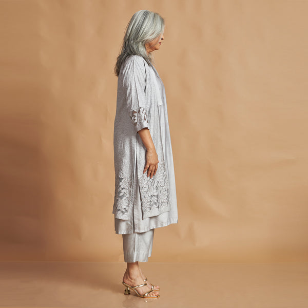 INDU Cutwork jacket Set- Grey