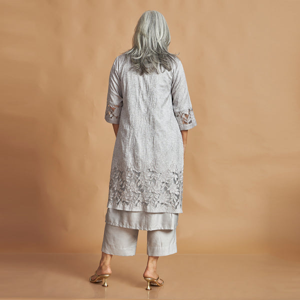 INDU Cutwork jacket Set- Grey