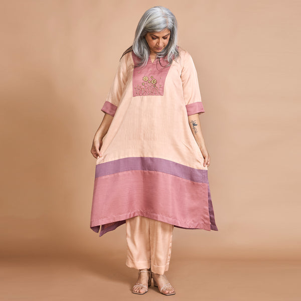 IRA A-Line Kurta Set - ROSE GARDEN Combination