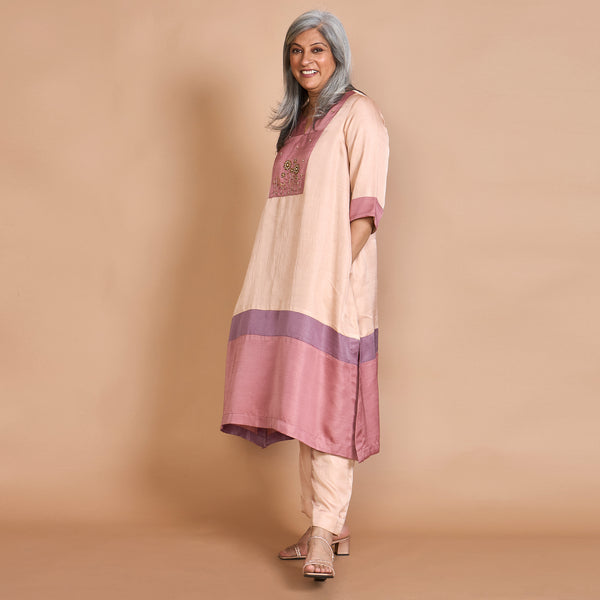 IRA A-Line Kurta Set - ROSE GARDEN Combination