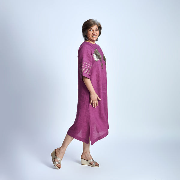IRA Dress with Sequin embroidery- Jamun