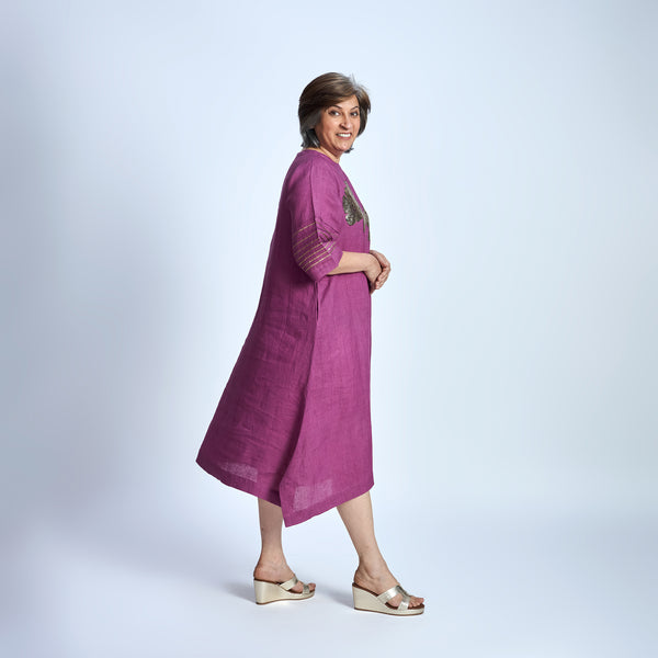 AVIRA Dress with cowl neck - Jamun