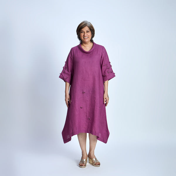 IRA Dress with Sequin embroidery- Jamun