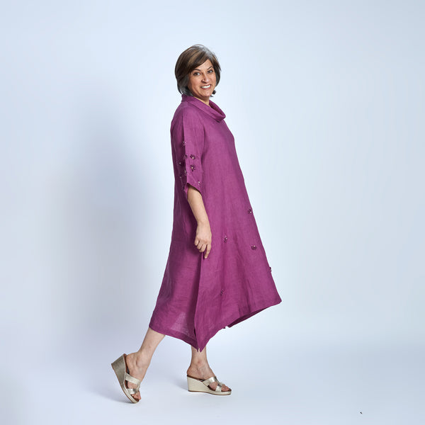 IRA Dress with Sequin embroidery- Jamun