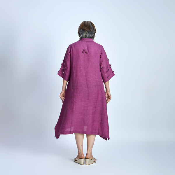 IRA Dress with Sequin embroidery- Jamun