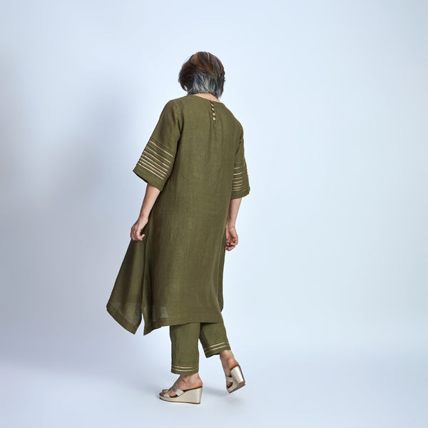 IRA Set with Sequin embroidery- Antique Olive
