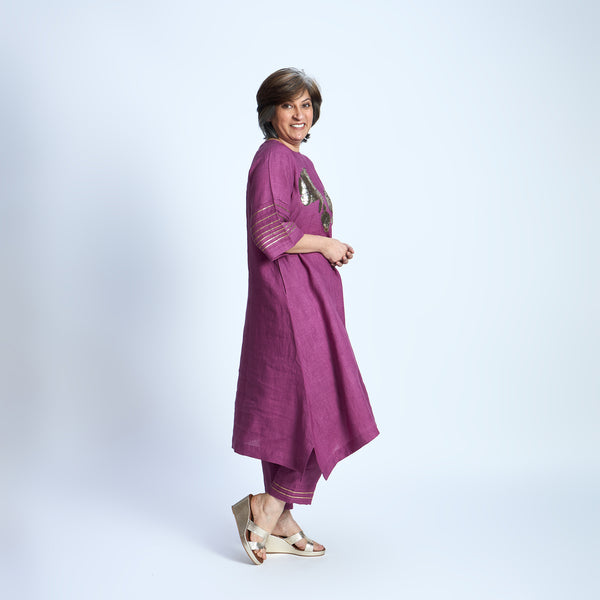 IRA Set with Sequin embroidery- Jamun