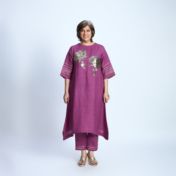 IRA Set with Sequin embroidery- Jamun