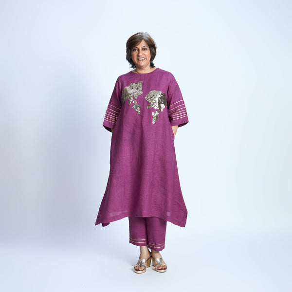 IRA Set with Sequin embroidery- Jamun
