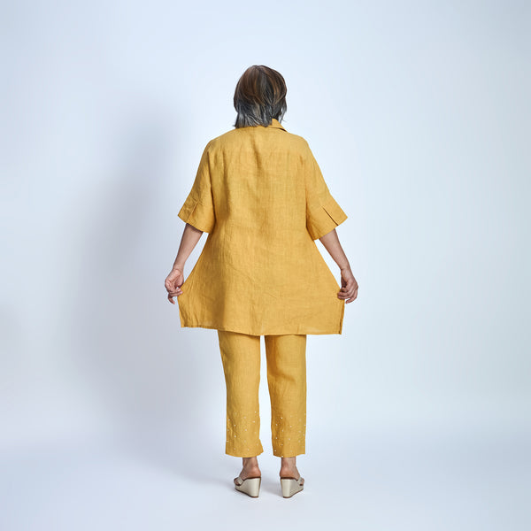 ISHA Set with GOTA Flowers - Mustard Yellow