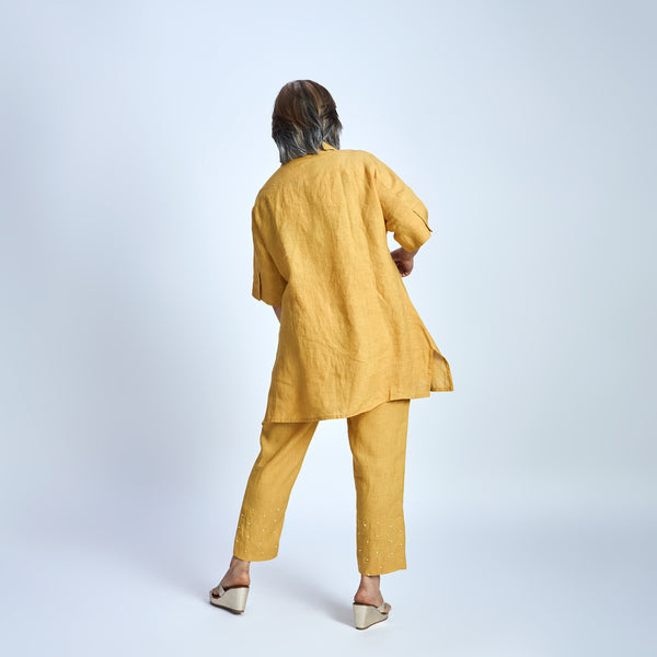 ISHA Set with GOTA Flowers - Mustard Yellow