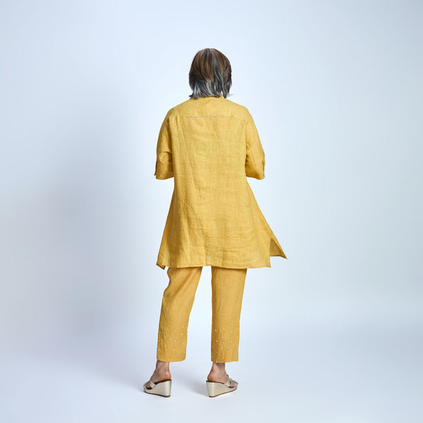 ISHA Set with GOTA Flowers - Mustard Yellow