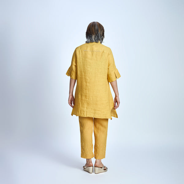 ISHA Set with Floral Applique- Mango yellow