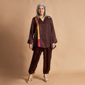 KAVYA  Shirt with Jogger Pants - Coffee Brown