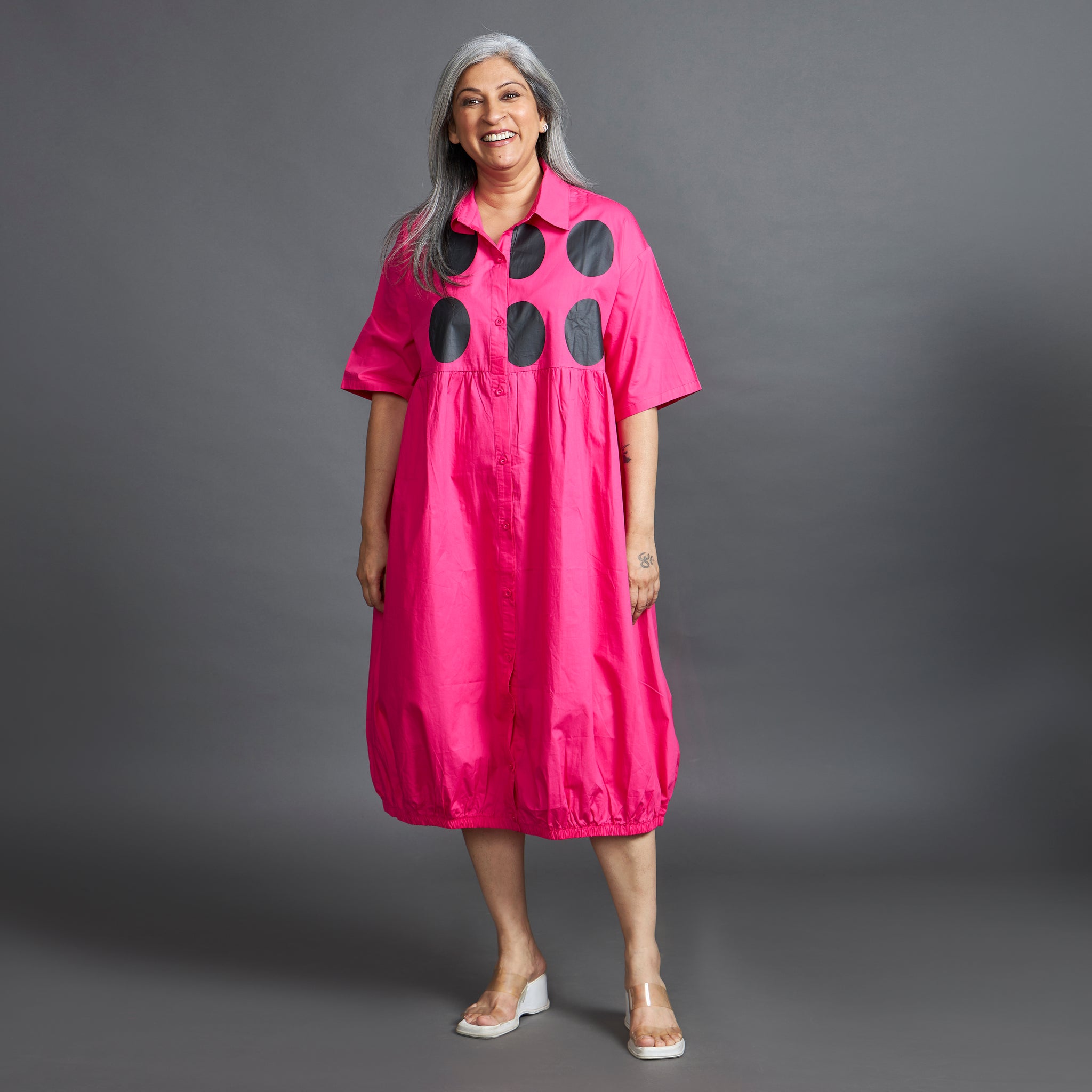 KIMI Bubble Dress - Candy Pink & Black (PROMO)