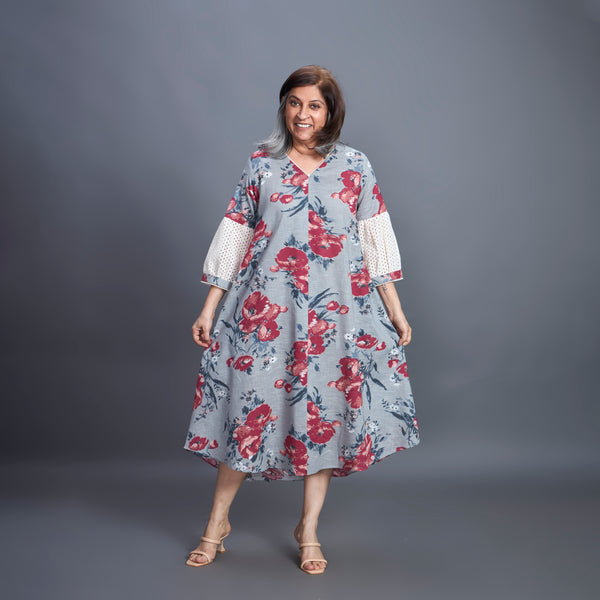 KAVYA A-line Dress - Slate Blue (PROMO)