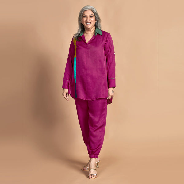 KAVYA  Shirt with Jogger Pants - Magenta