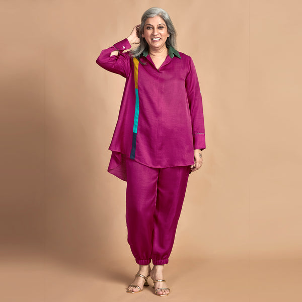 KAVYA  Shirt with Jogger Pants - Magenta