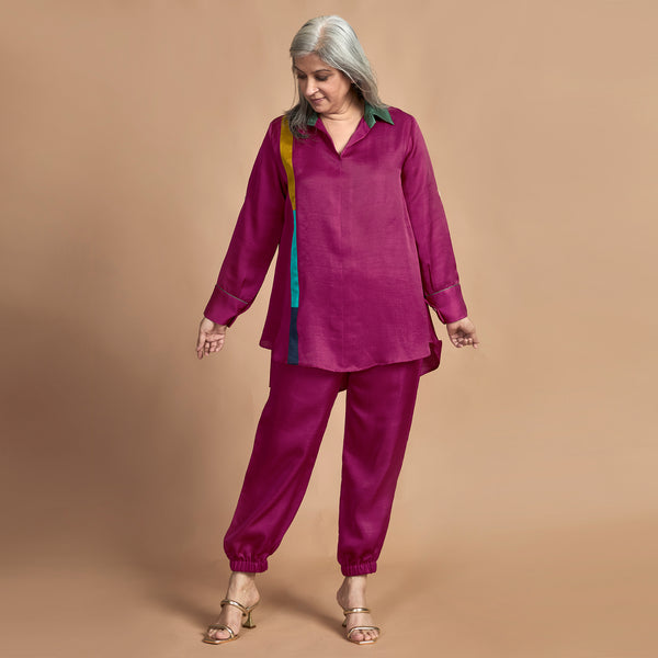 KAVYA  Shirt with Jogger Pants - Magenta