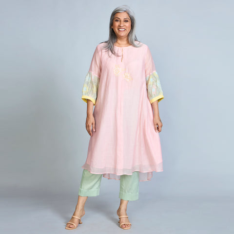 KAVYA A-line Tunic Set - Pink
