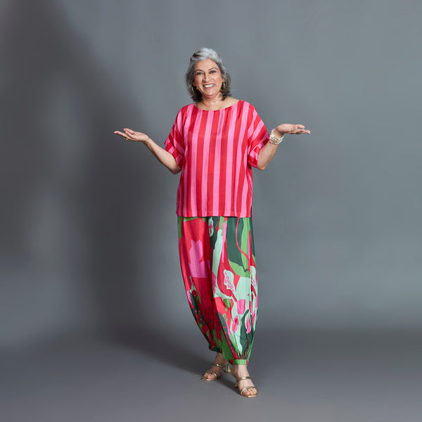 Koji Balloon Pants Set - Candy Pink Cotton Silk