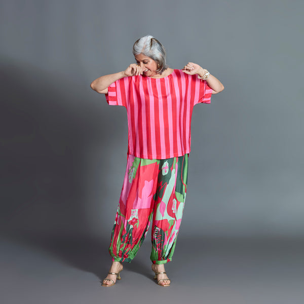 Koji Balloon Pants Set - Candy Pink Cotton Silk