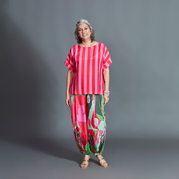 Koji Balloon Pants Set - Candy Pink Cotton Silk