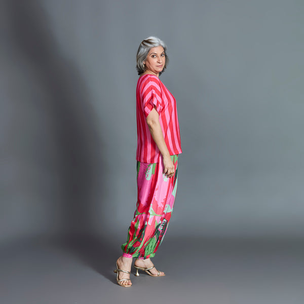 Koji Balloon Pants Set - Candy Pink Cotton Silk
