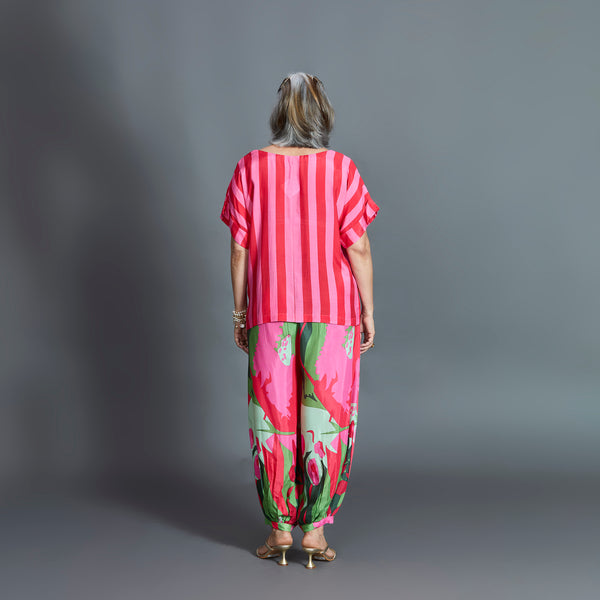 Koji Balloon Pants Set - Candy Pink Cotton Silk