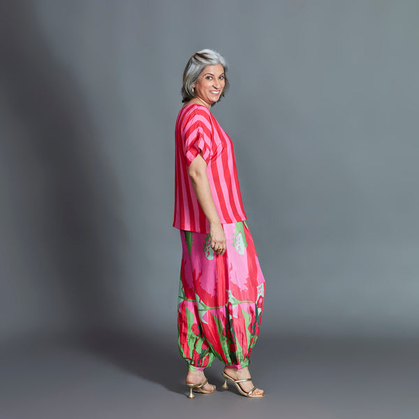 Koji Balloon Pants Set - Candy Pink Cotton Silk