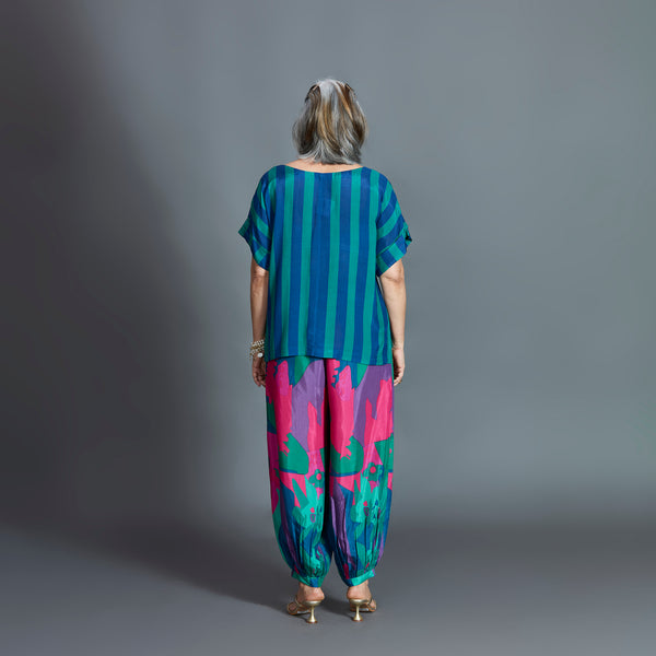 Koji Balloon Pants Set - Emerald Blue Cotton Silk