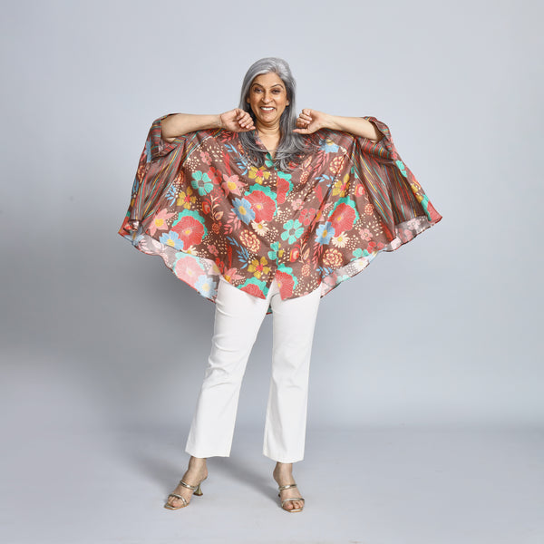 LELA Butterfly Shirt - Brown Print (SALE)