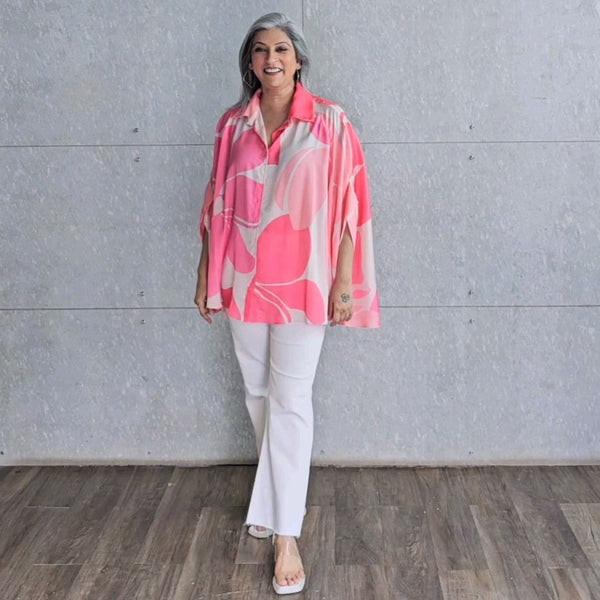 LELA Butterfly Shirt - Pink Ivory Print