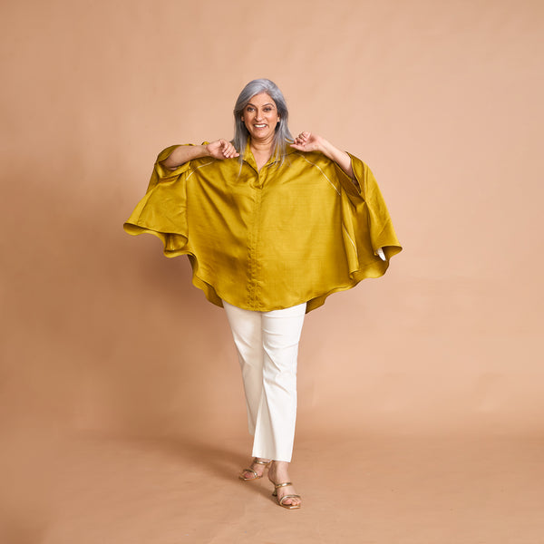 LELA Butterfly Shirt - Yellow Ochre Plain
