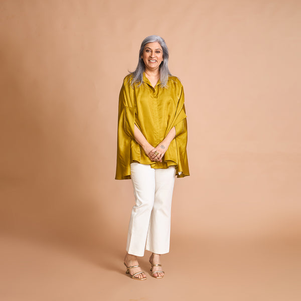 LELA Butterfly Shirt - Yellow Ochre Plain