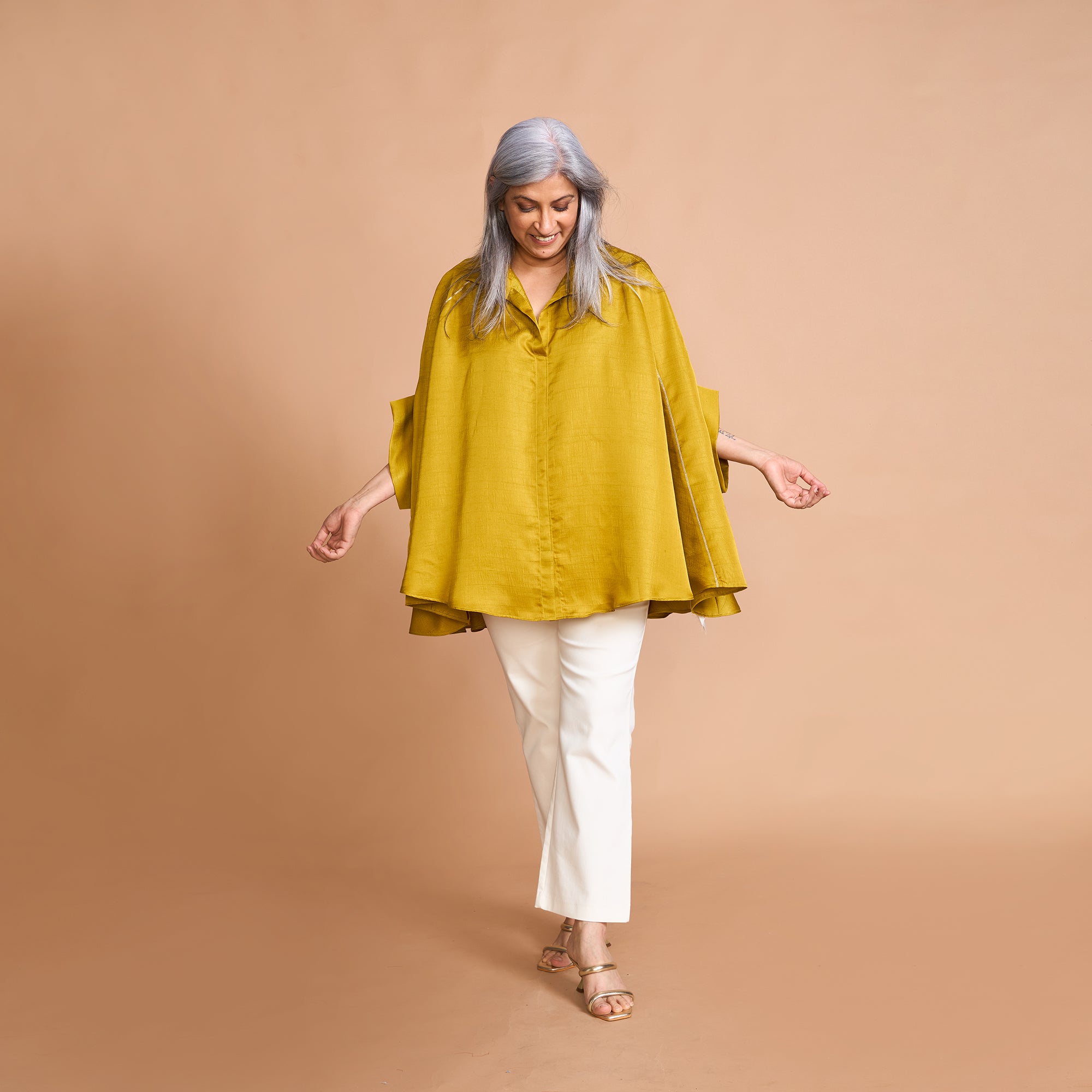 LELA Butterfly Shirt - Yellow Ochre Plain