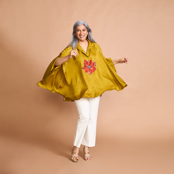 LELA Butterfly Shirt - Yellow Ochre