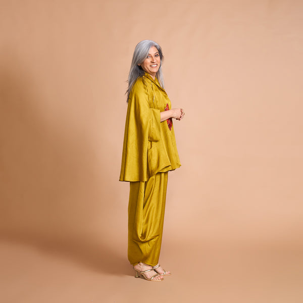 LELA Butterfly Shirt + Goro Dhoti Set - Yellow Ochre