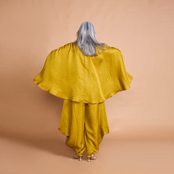 LELA Butterfly Shirt + Goro Dhoti Set - Yellow Ochre