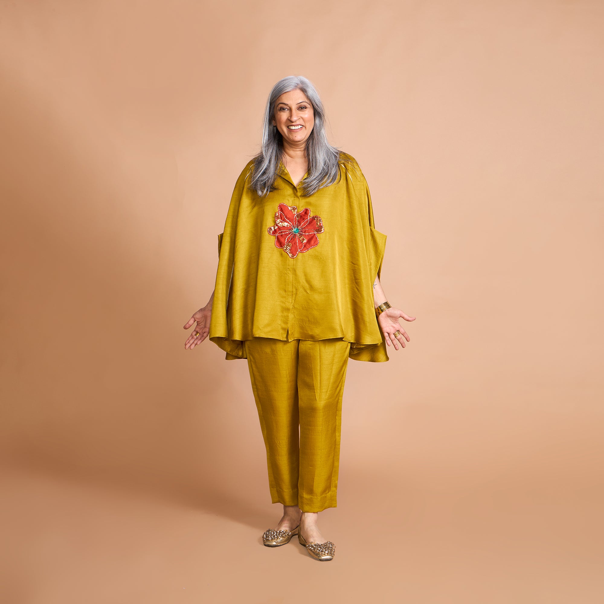 LELA Butterfly Shirt Co-Ord Set - Yellow Ochre