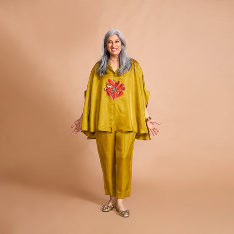 LELA Butterfly Shirt Co-Ord Set - Yellow Ochre