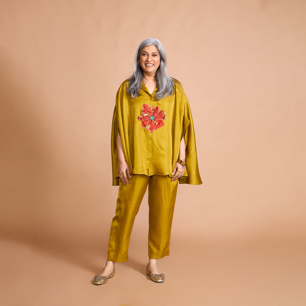 LELA Butterfly Shirt Co-Ord Set - Yellow Ochre